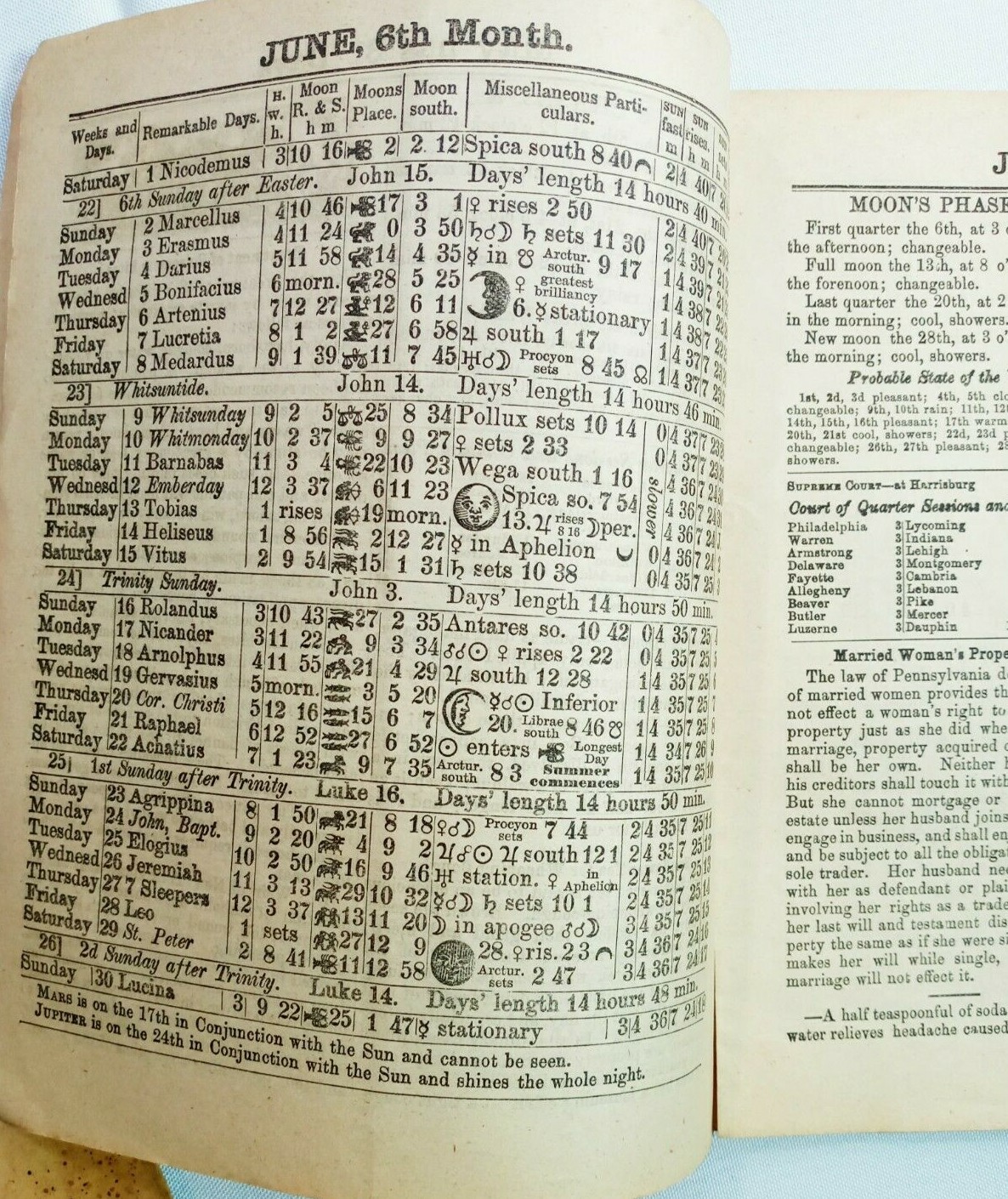 Vintage 1889 John Bear Baer&rsquo;s Agricultural Almanac Lancaster PA Antique Farmers