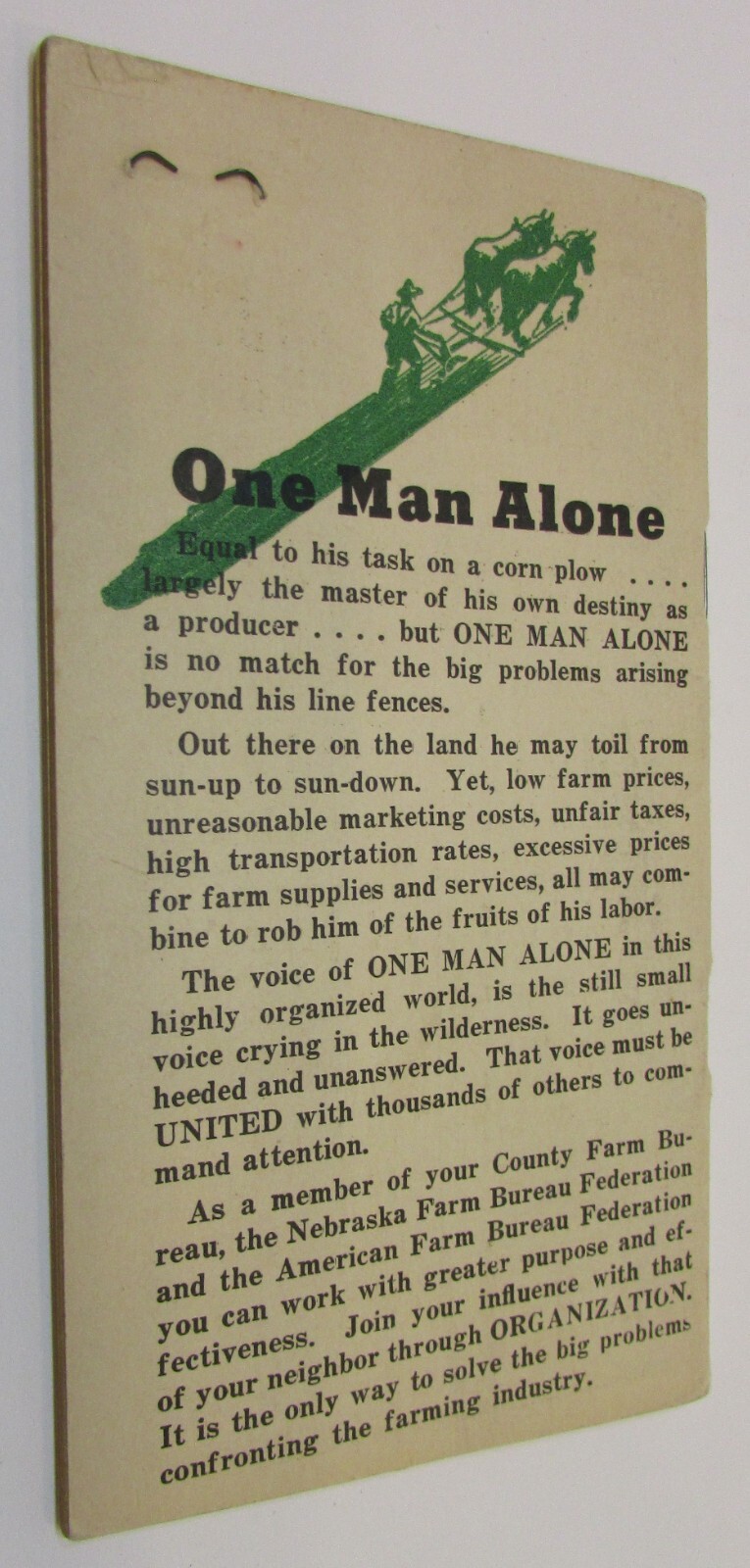 Vintage 1945 Nebraska Farm Bureau Federation It Pays To Belong Pocket Notebook