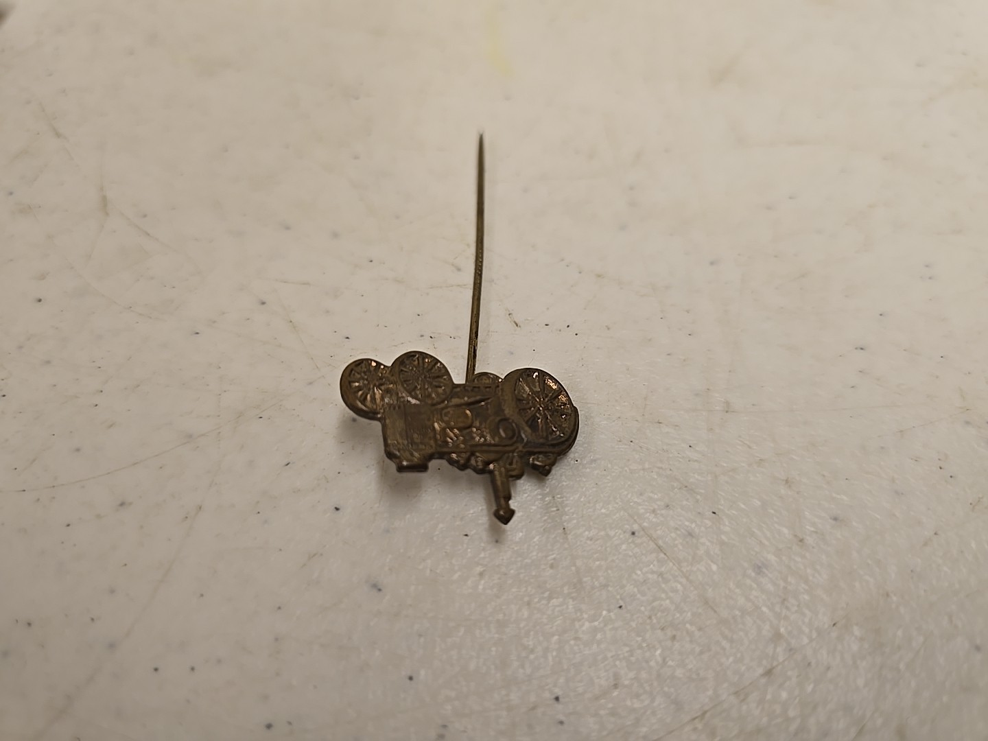 Antique 2.5&Prime; Brass Advance-Rumley La Porte IN Advertising Tractor Stick Pin