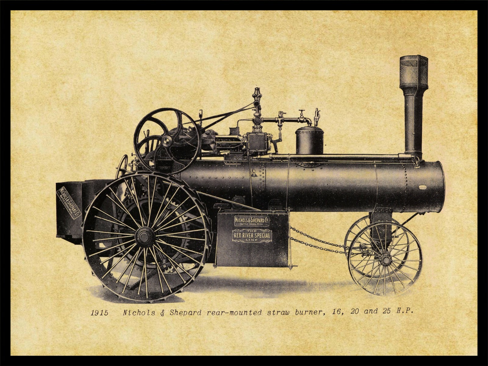1915 Nichols & Shepard Traction Engine NEW Metal Sign: Battle Creek, Michigan