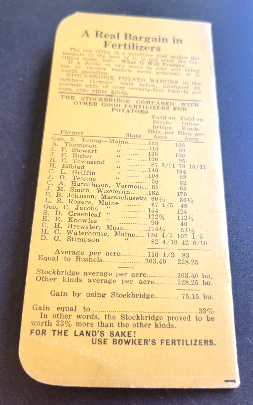 ANTIQUE BOWKER&rsquo;S FERTILIZERS POCKET CALENDAR NOTEBOOK WITH 1923/1924 CALENDARS