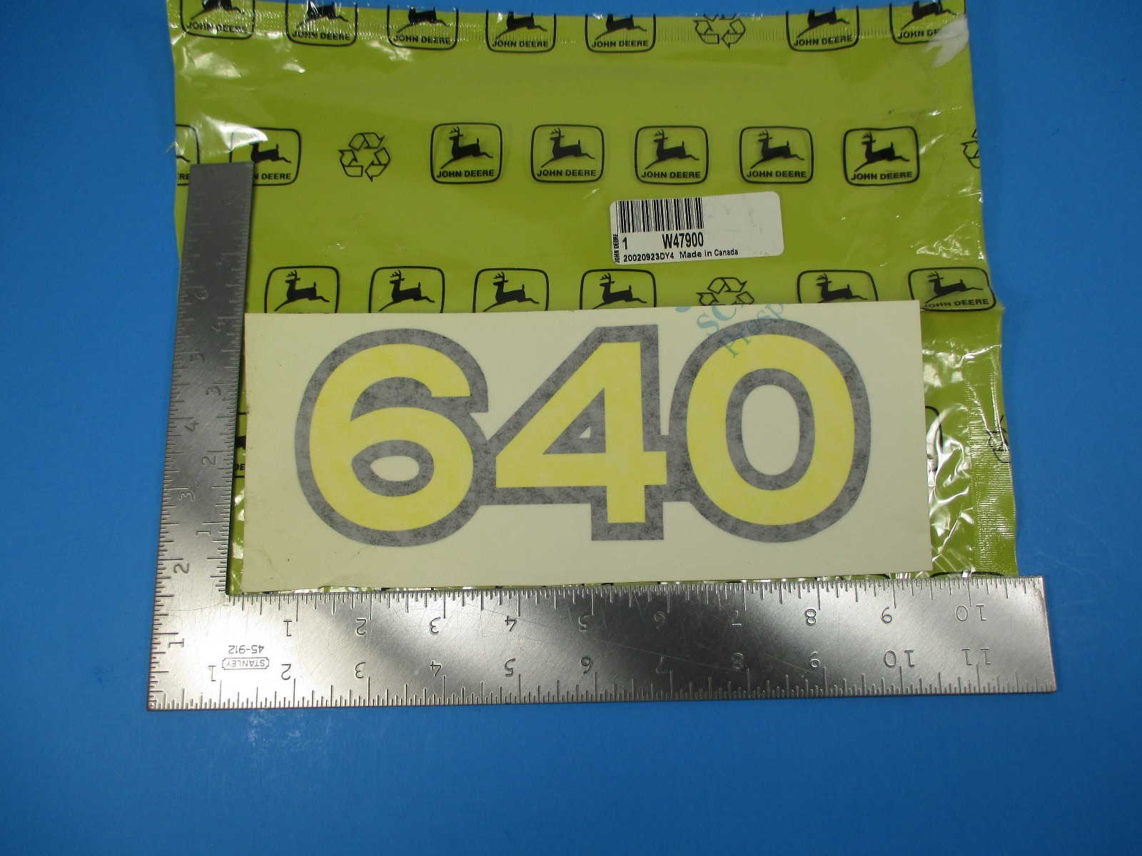 Vintage NOS Genuine John Deere OEM Label #W47900 « 640 » NOS2