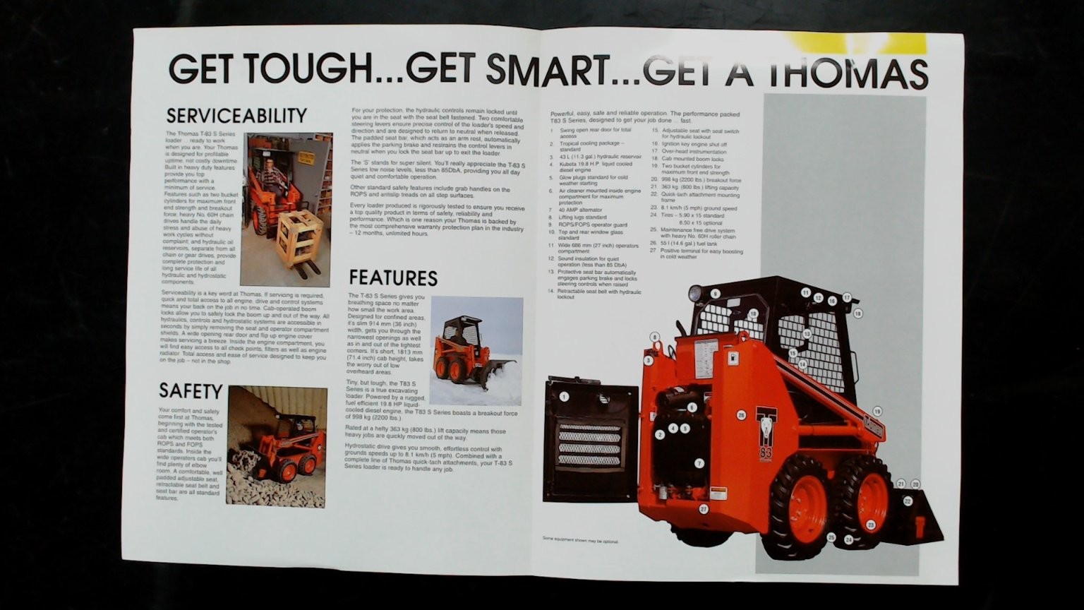 Thomas T-83 S Series Skid-Steer Loader Brochure Vintage 1984