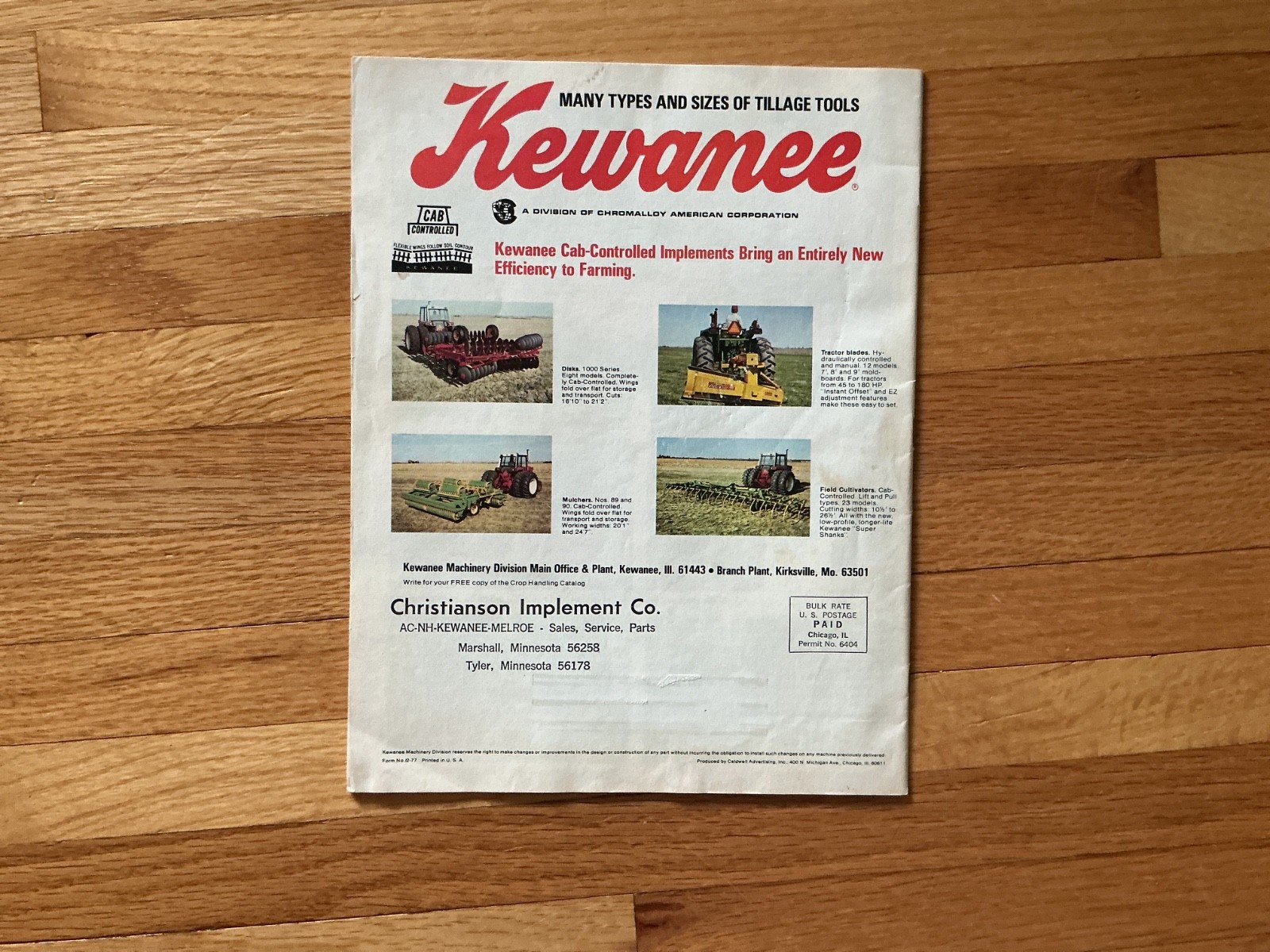 Kewanee Tillage Tools Catalog Brochure 1977 – Chromalloy American Corp.