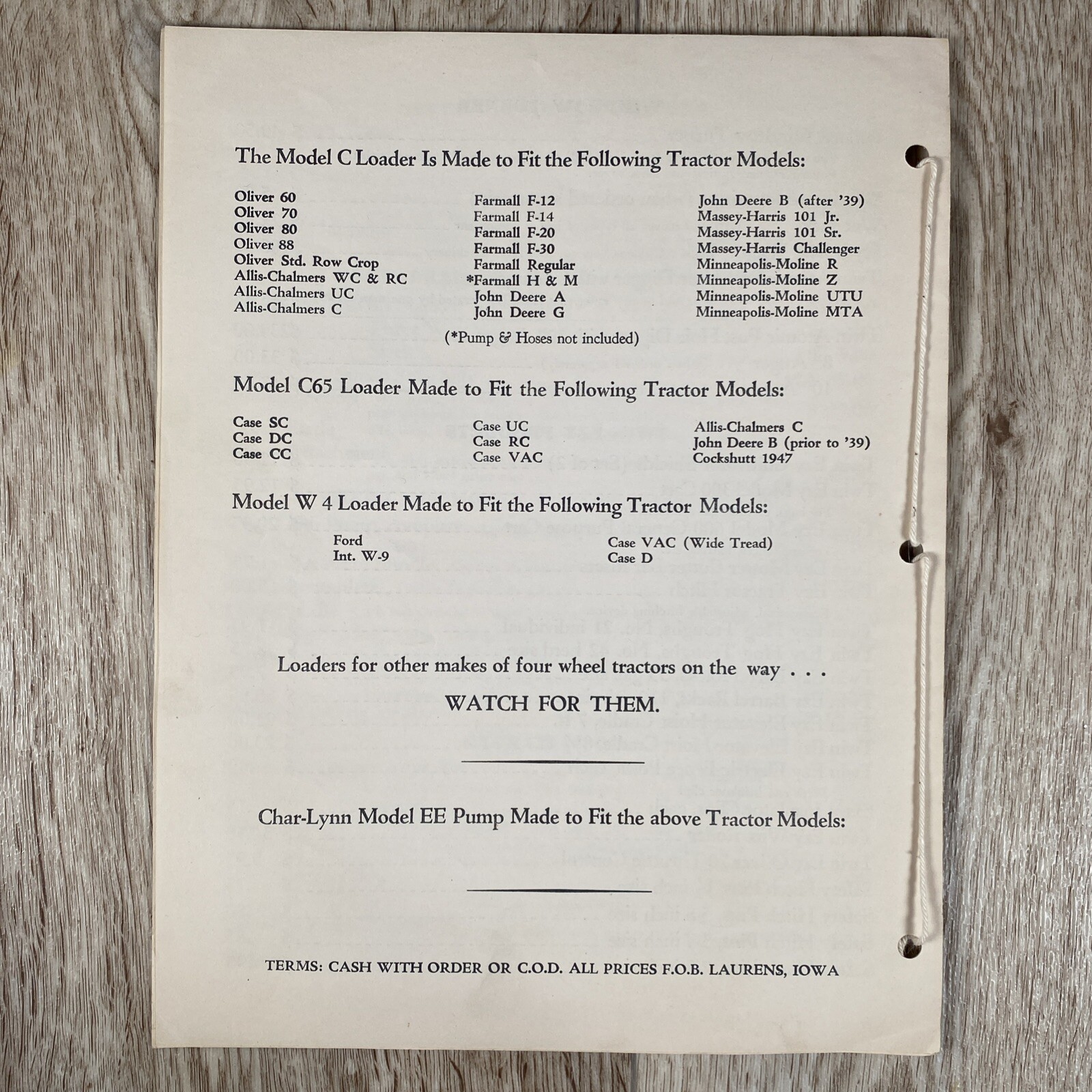 Twin Draulic Price List TwinEzy 1948 Farm Sales Brochure