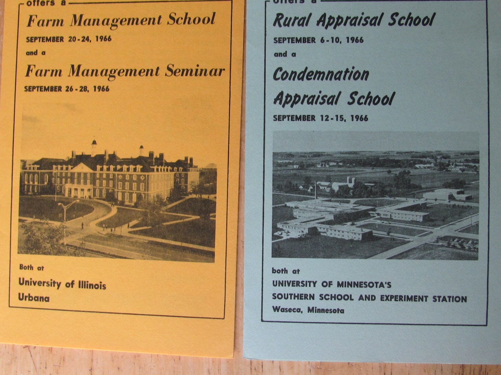 1966 AMERICAN FARM MANAGER & APPRAISER SCHOOL BROCHURE ILLINOIS MINNESOTA