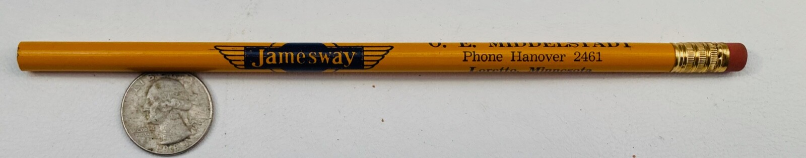 JAMESWAY pencil YELLOW LORETTO MINNESOTA MID CENTURY MODERN MIDDELSTADT