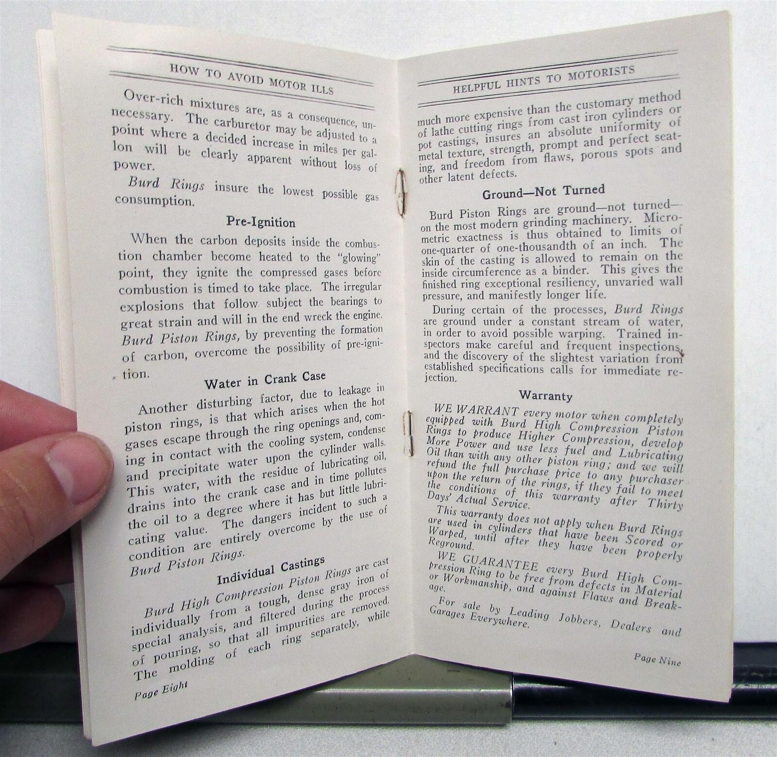 1915 Burd Compression Ring How To Avoid Motor Ills Helpful Hints Brochure