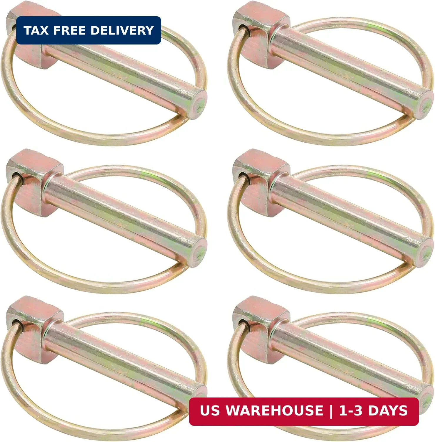 6Pcs 3/8 Inch Heavy Duty Lynch Pin with Ring, Round Linch Pins Assortment Kit Lo