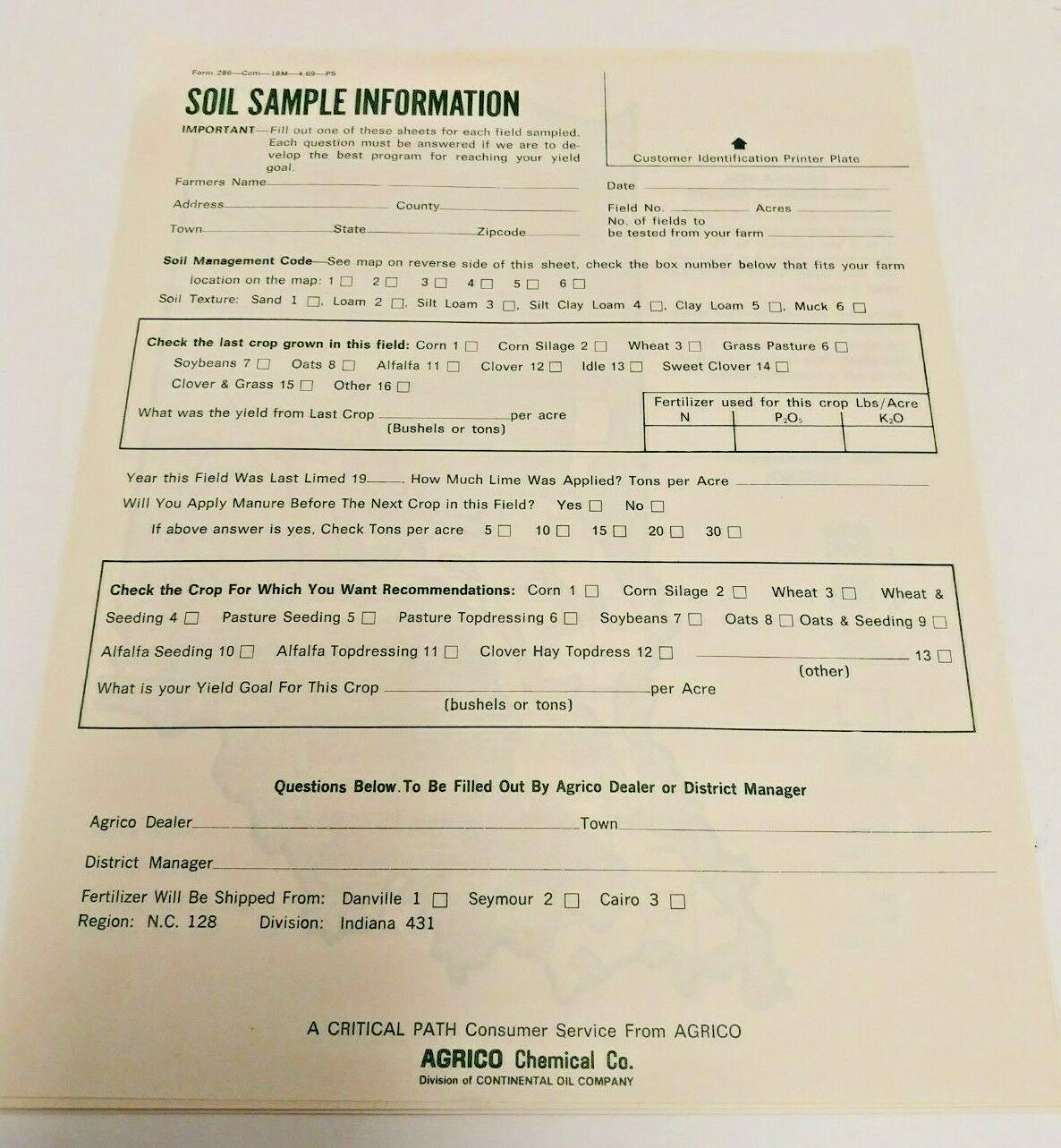 Agrico Critical Path Soil Analysis Indiana Sample Information Farming Vintage