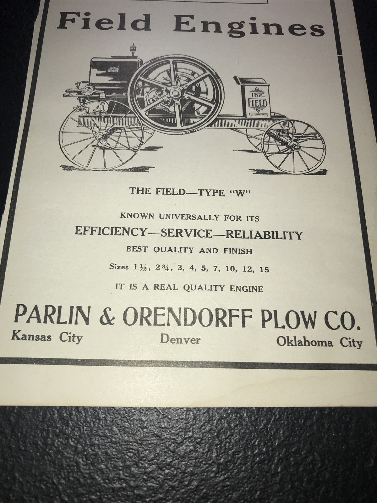 1916 Parlin & Orendorff P&O Field Engine Farm Advertising – Kansas City Missouri