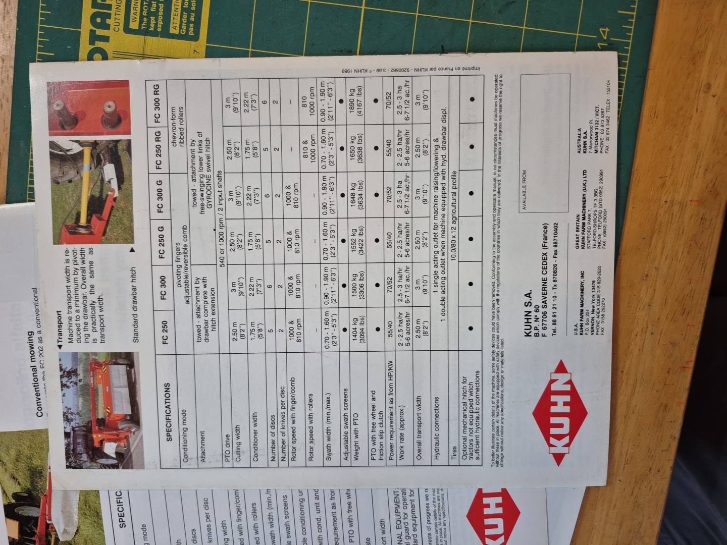 4 1990&rsquo;s? KUHN Farm Brochure Lot Gyrotedder & Mower Conditioners