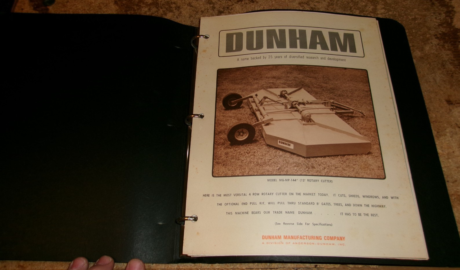 1965 dunham binder with farm equip. + truck bodies price lists + brochures used