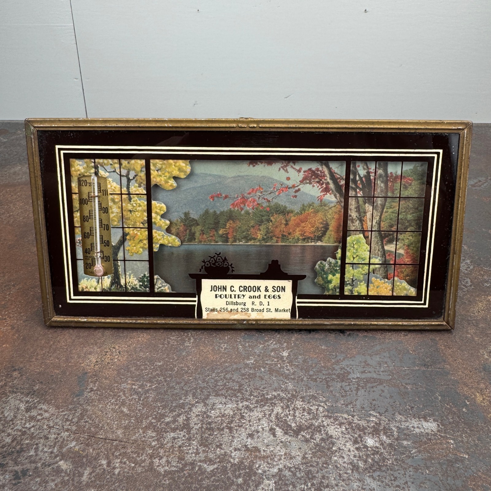 Vtg JOHN C CROOK & SON Poultry & Eggs DILLSBURG, PA Advertising Thermometer