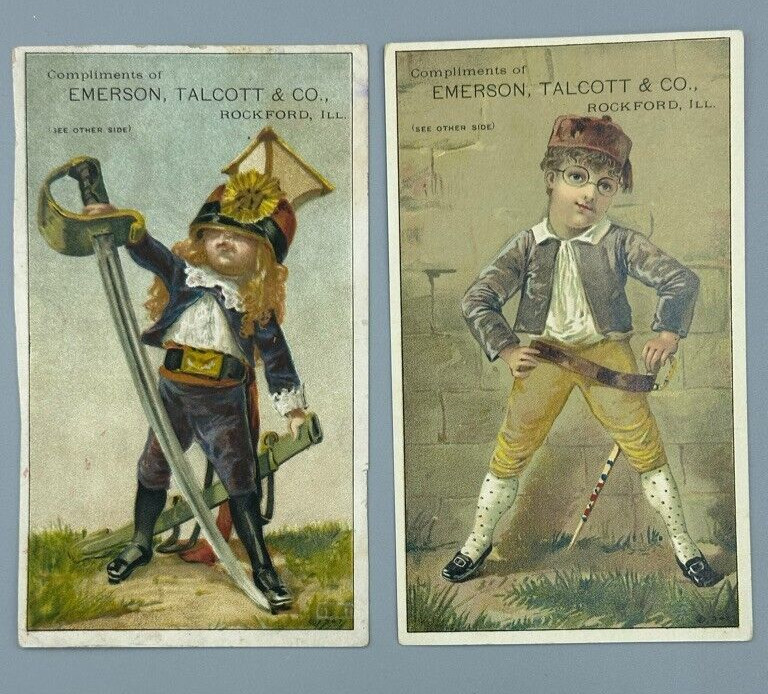 1880s FARM MACHINERY Emerson Talcott MOWER Advertising Trade Card ROCKFORD IL