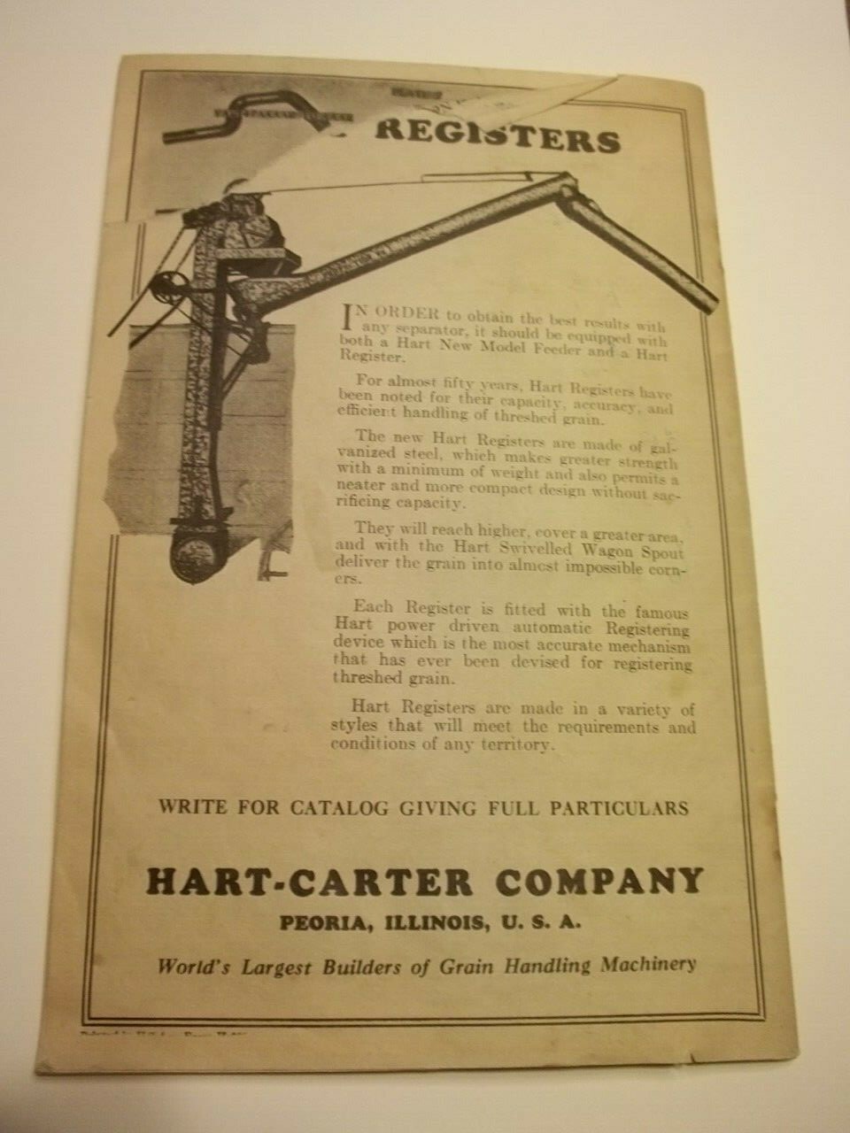 Catalog No HF-9 Hart New Model Feeders & Carriers Hart Carter Peoria Illinois