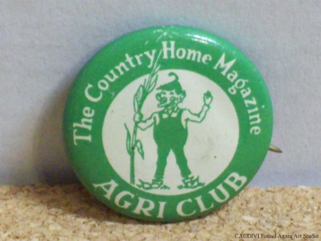 Garden Elf Pin Vintage Country Home Magazine Button Gardening Fairy Agri Club