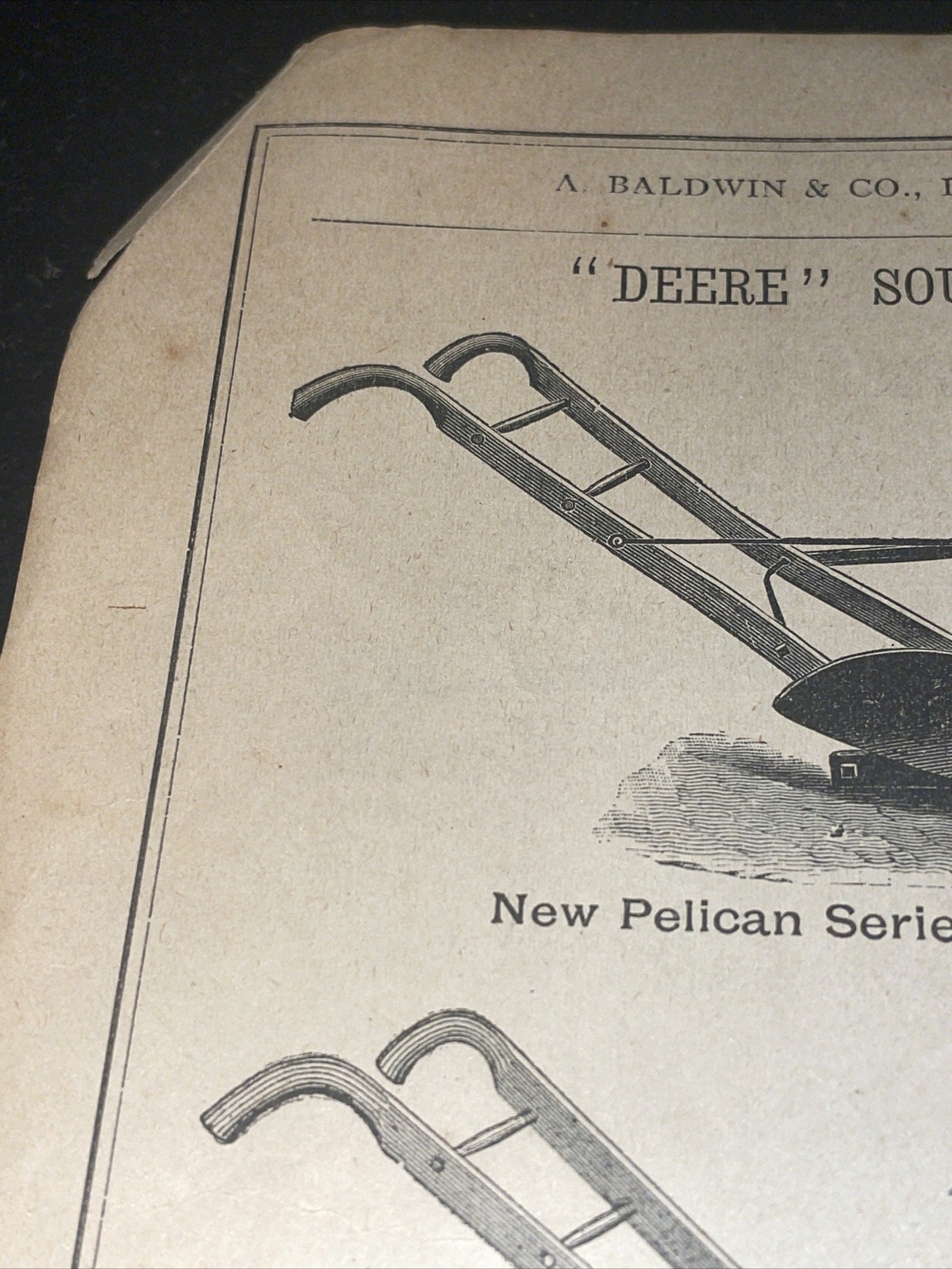 1891 Baldwin John Deere Pelican Plow Farm Advertising – New Orleans – Louisiana