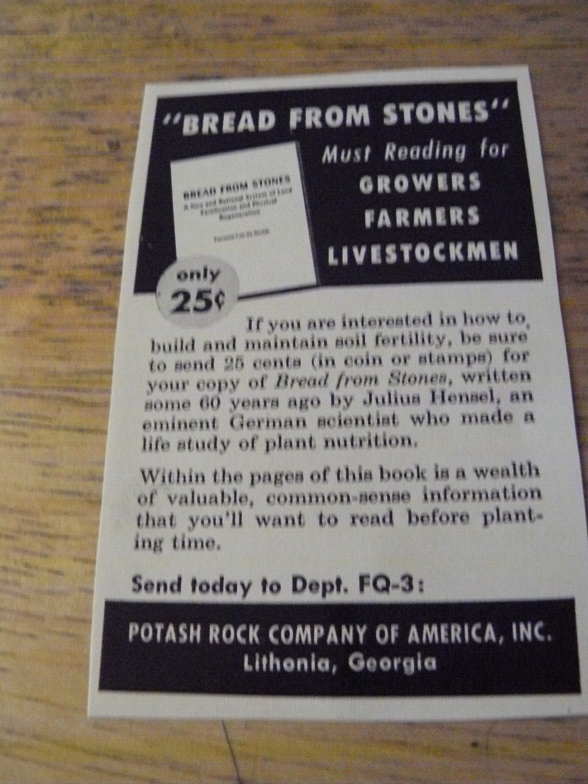 THE FARM QUARTERLY-SPRING 1957-AD- POTASH ROCK CO. OF AMERICA / Lithonia, GA