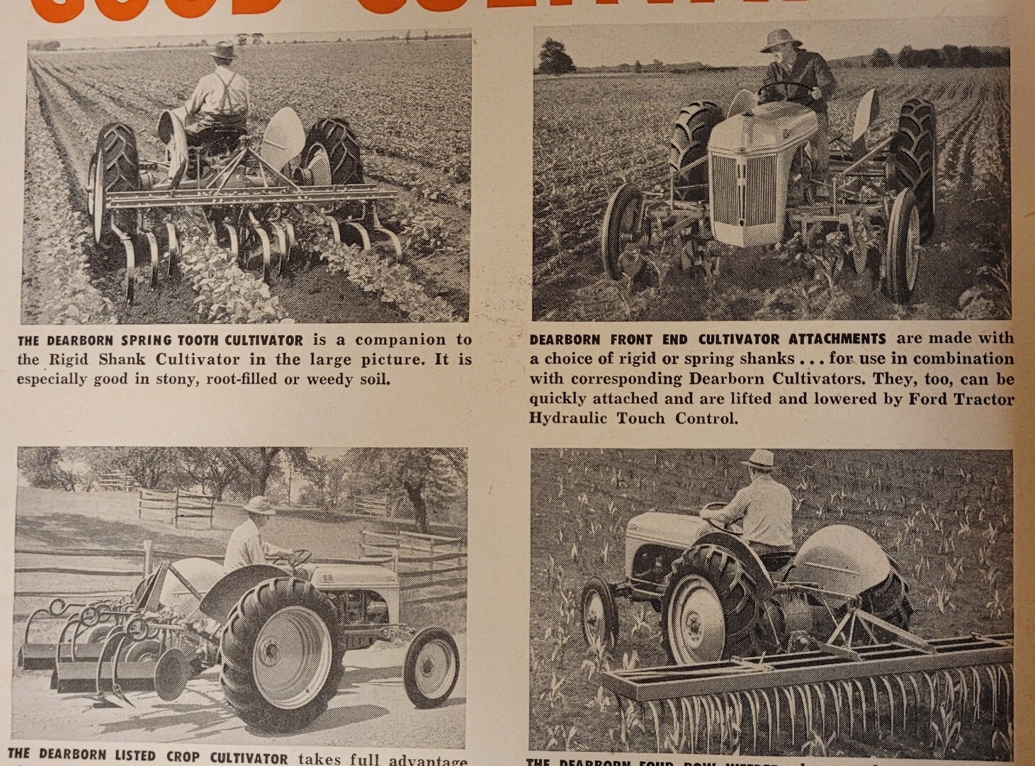VTG 1949 DEARBORN FORD FARM EQUIP. Tractors/Cultivator Magazine PrintAd 11.5&Prime;x8&Prime;