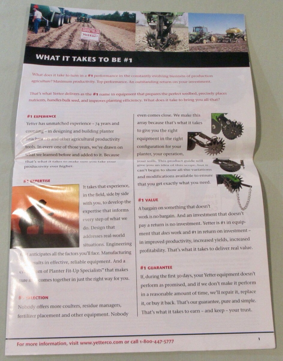 Yetter Manufacturing Co. Productivity Tools And How To Use Them Brochure (2004)