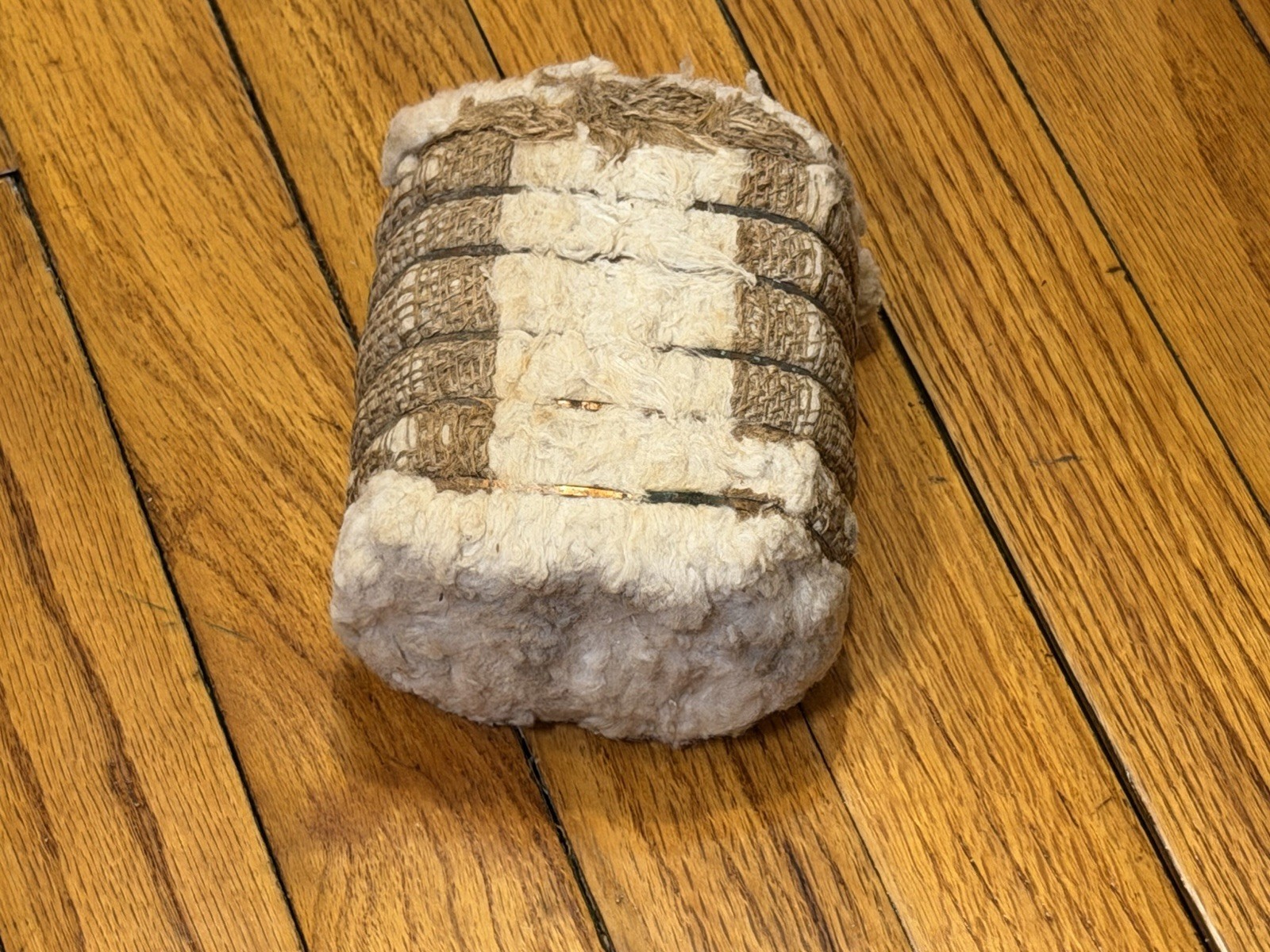 Vintage Miniature Texas Cotton Bale – 5.5&Prime; Real Cotton & Burlap Display Replica
