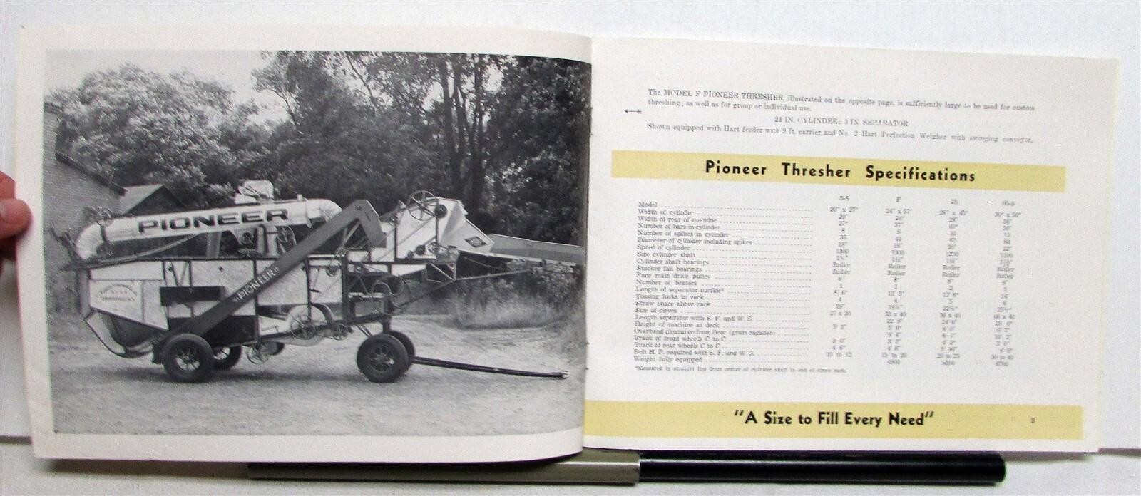 1940s Pioneer Threshers Features Specifications Agricultural Sales Brochure