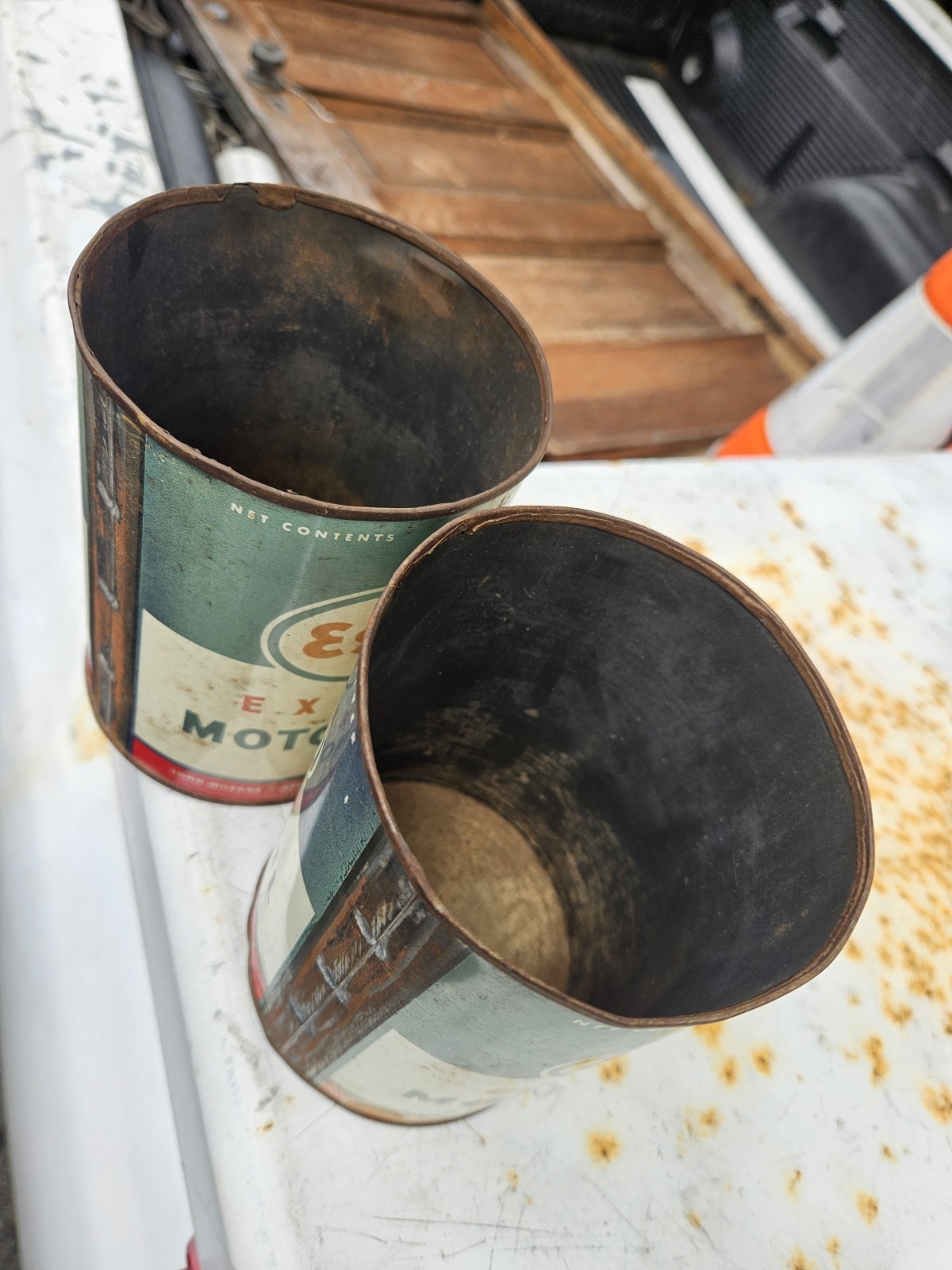 2 ESSO TOP CUT OPEN EMPTY Vintage Metal Cans