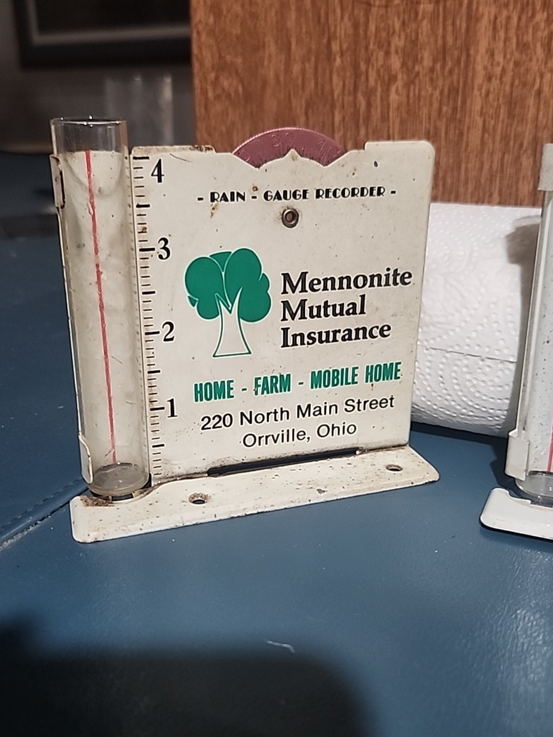 3 Rain Guage Recorders Farm Grain Feed Seed Insurance Supply Advertising Vint.