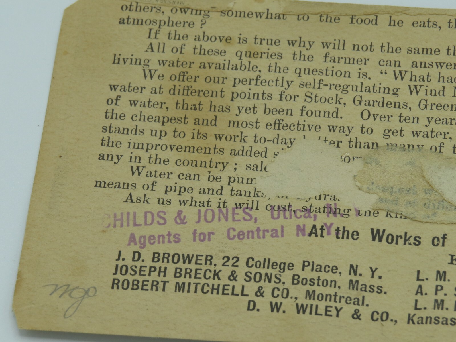 Vintage B.S. WIlliams WINDMILL Kalamazoo, MI 1880&rsquo;s TRADE CARD Cows