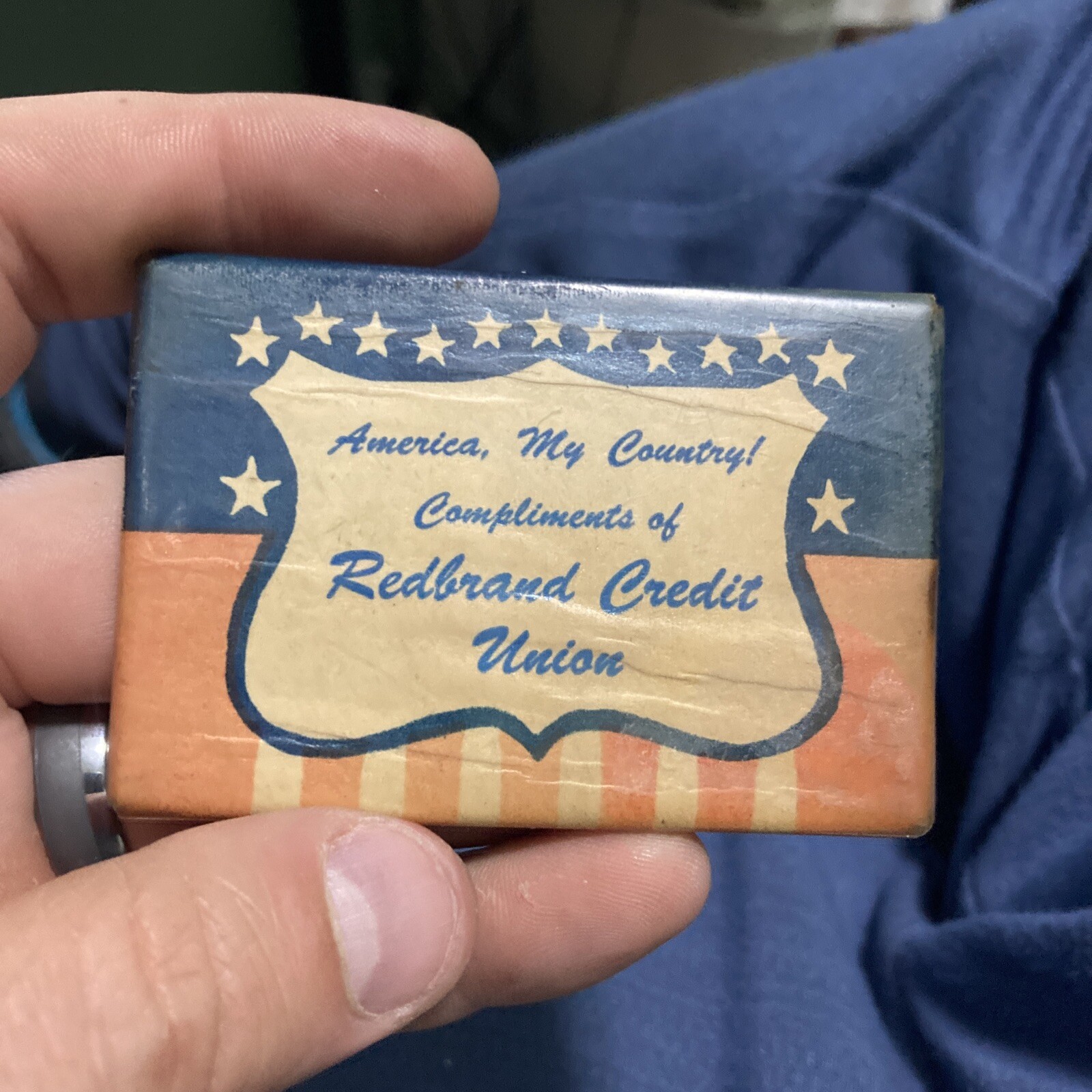Vintage Redbrand Credit Union Keystone Peoria IL Advertising Pocket Mirror