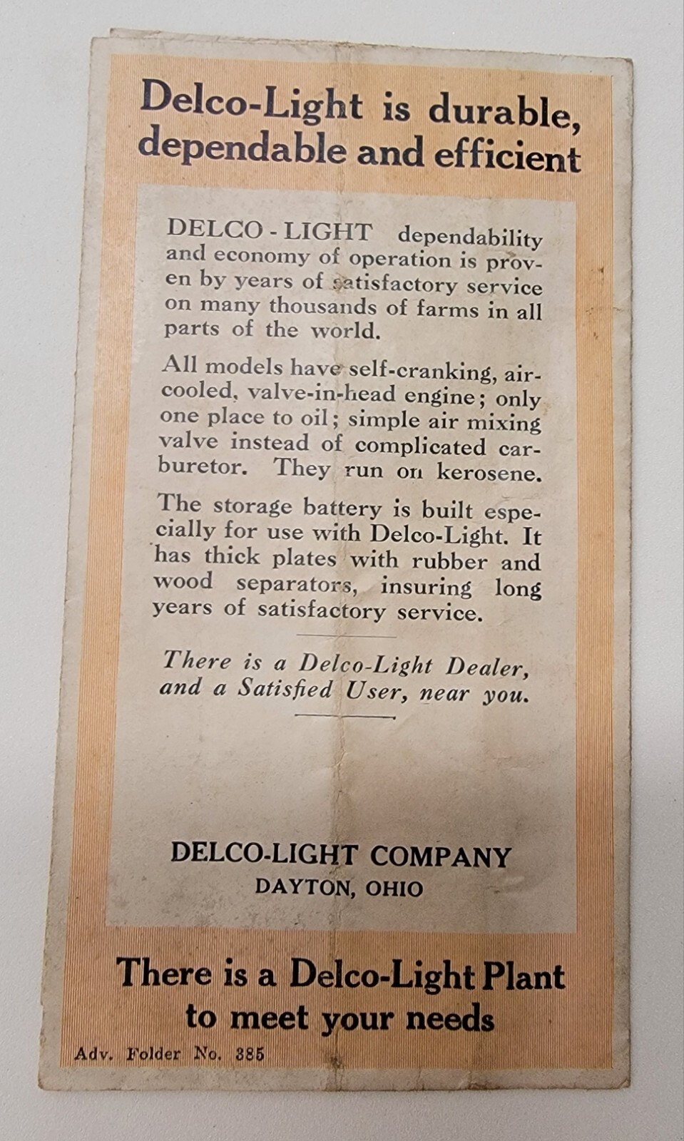 Vintage Delco-Light Farm Brochure Farm Dayton Ohio Co.