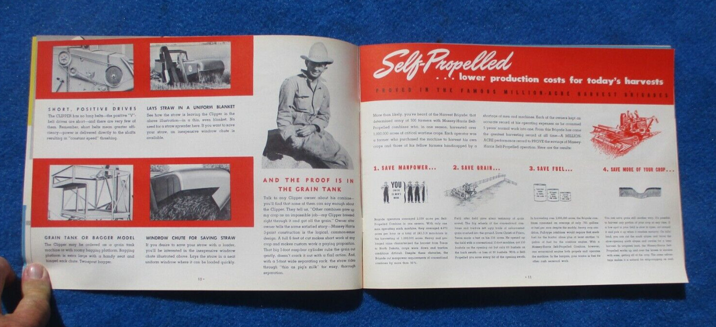 Massey Harris 1950&rsquo;s Combine Sales Booklet Many Full Color Pages Original NOS