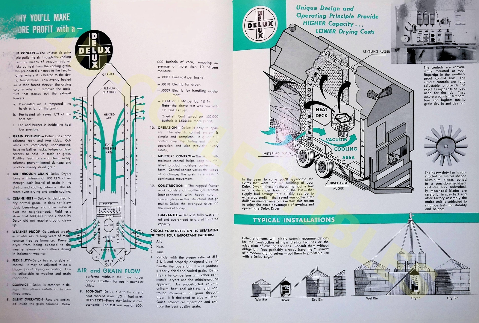 Vintage Farm Brochure Delux Continuous Flow Grain Dryers 1960s