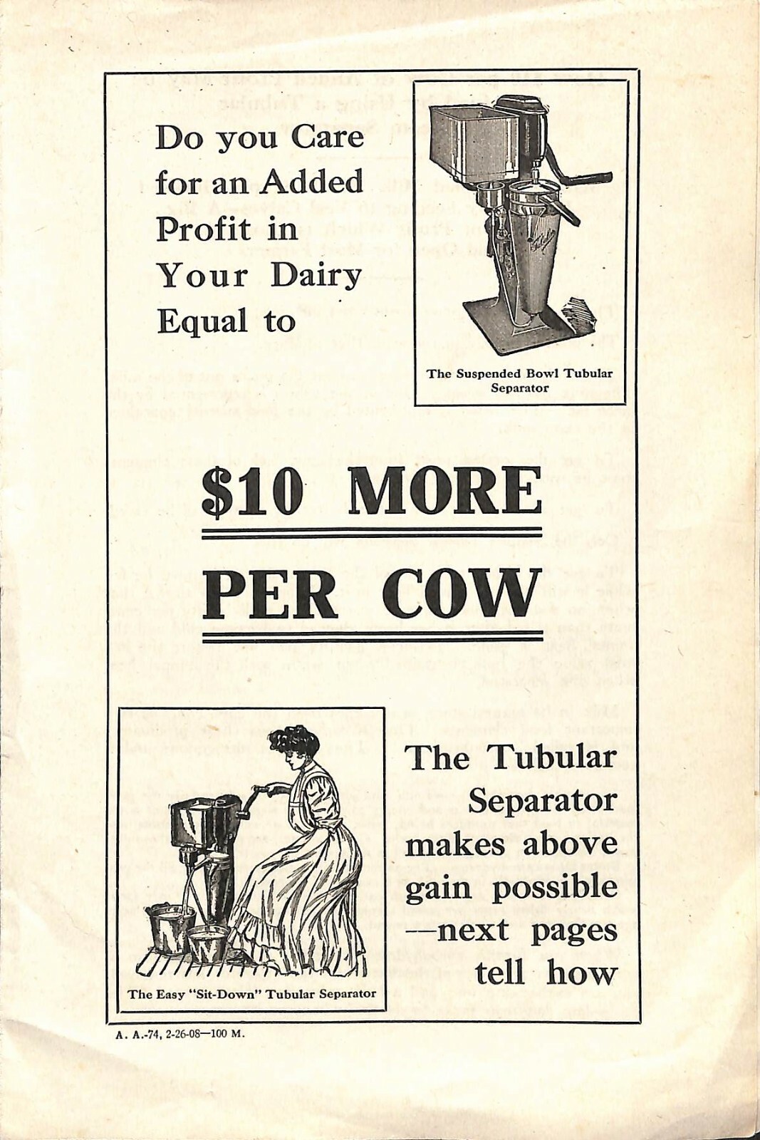 Tubular Separator Advertising Brochure Sharples 1908 West Chester PA