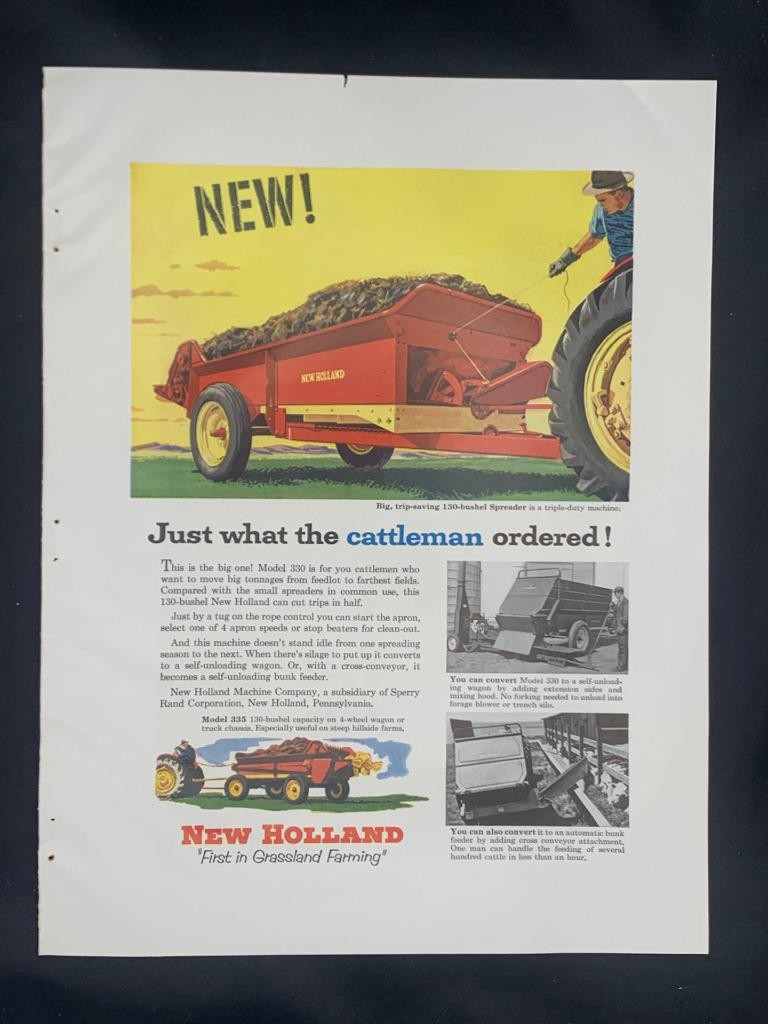 Magazine Ad* – 1957 – New Holland Model 330 Spreader – New Holland, PA