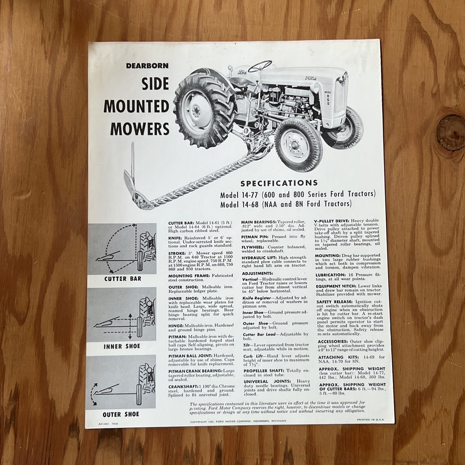 Ford Tractor Dearborn Side Mounted Mowers Brochure 1956