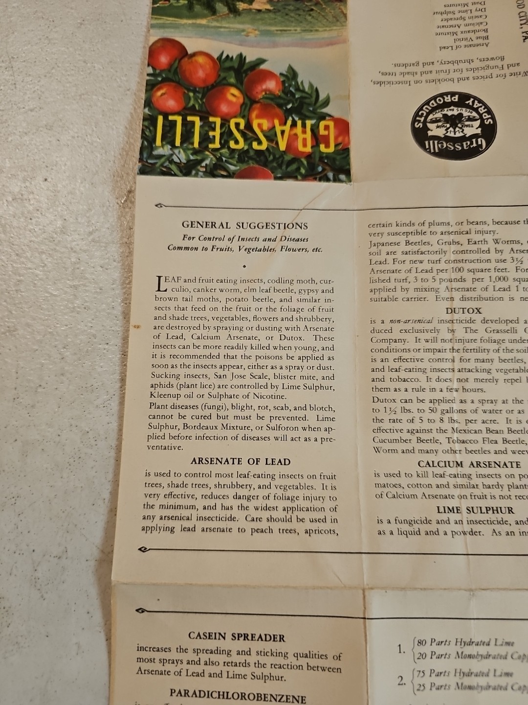 Vintage 1933 Grasselli Farm Spray Products Brochure Crop Dusting & Growers Guide