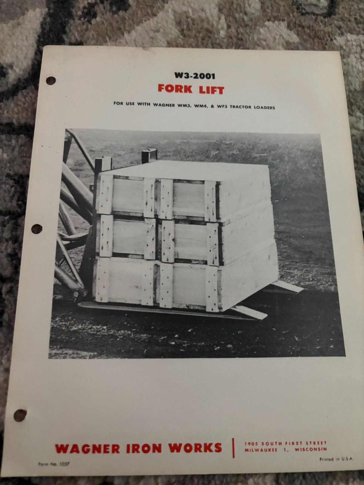 Wagner Iron Works W3-2001 Fork Lift Brochure FCCA25