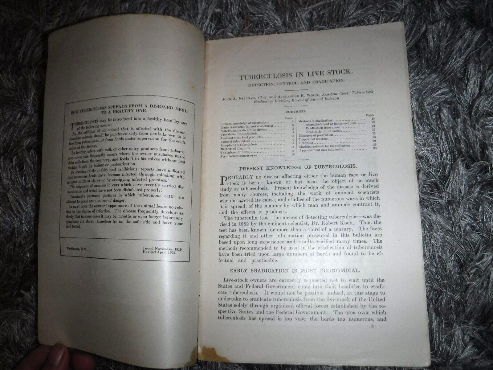 1924 TUBERCULOSIS IN LIVE STOCK BY U S DEPARTMENT OF AGRICULTURE FARMERS #1069