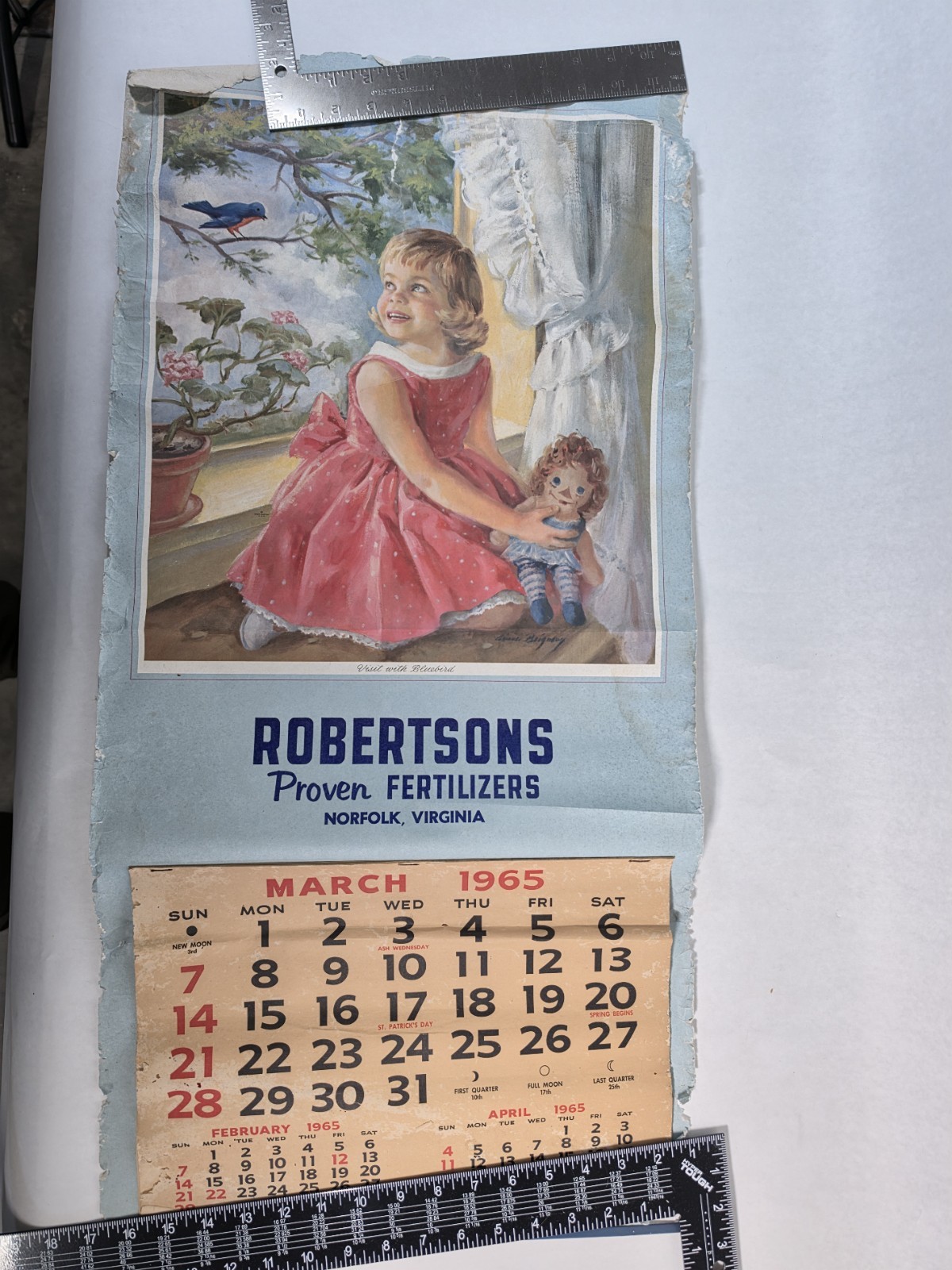 1965 Robertson&rsquo;s Proven Fertilizers Norfolk VA Vintage Advertising Calendar