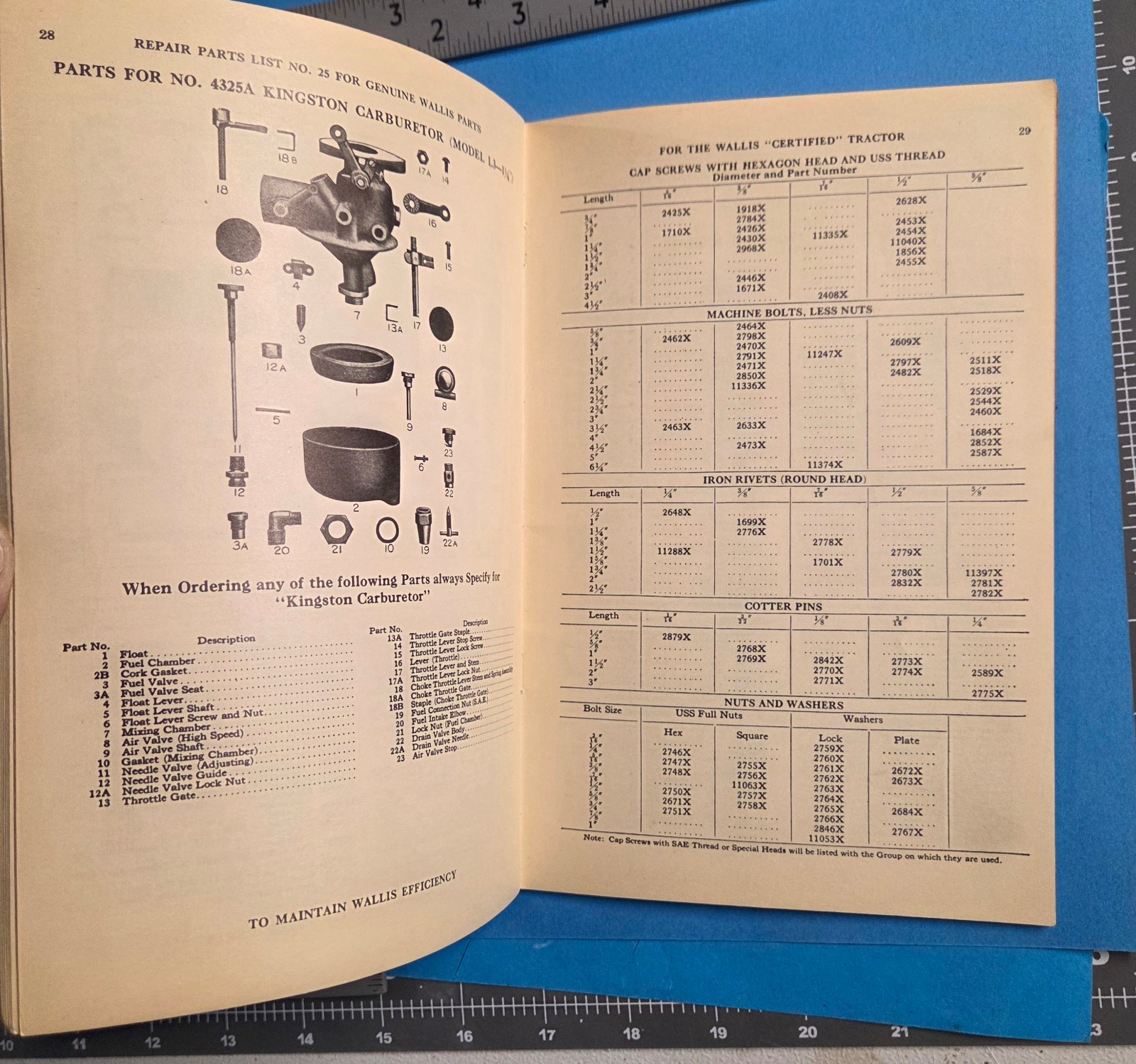 Antique Wallis Tractor Manual Parts List Catalog Massey Harris 1937