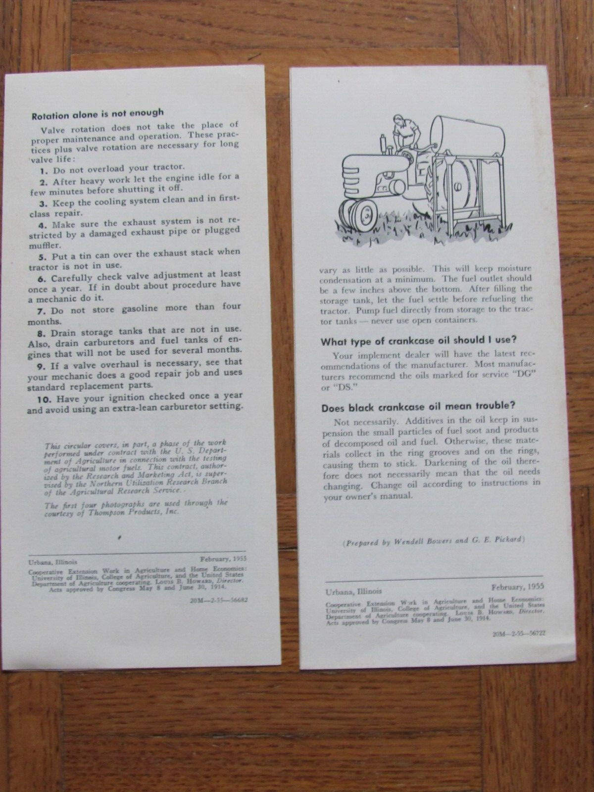 1955 EXTENSION SERVICE UNIVERSITY IL BROCHURES DIESEL TRACTOR & ROTATE VALVES