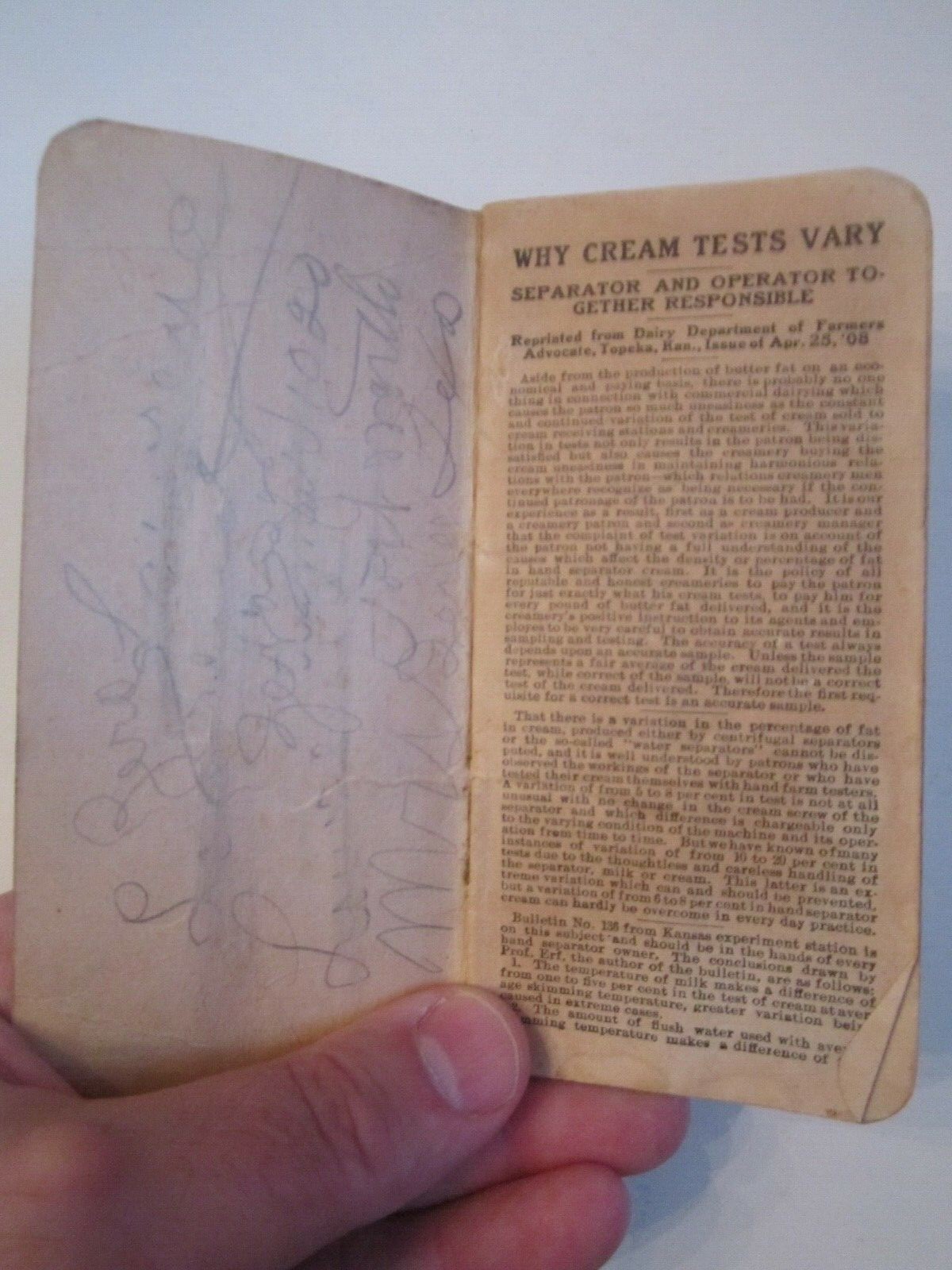 1914 NISSLEY CREAMERY COMPANY BOOKLET – NOTE PAD WITH CALENDARS – BBA-30