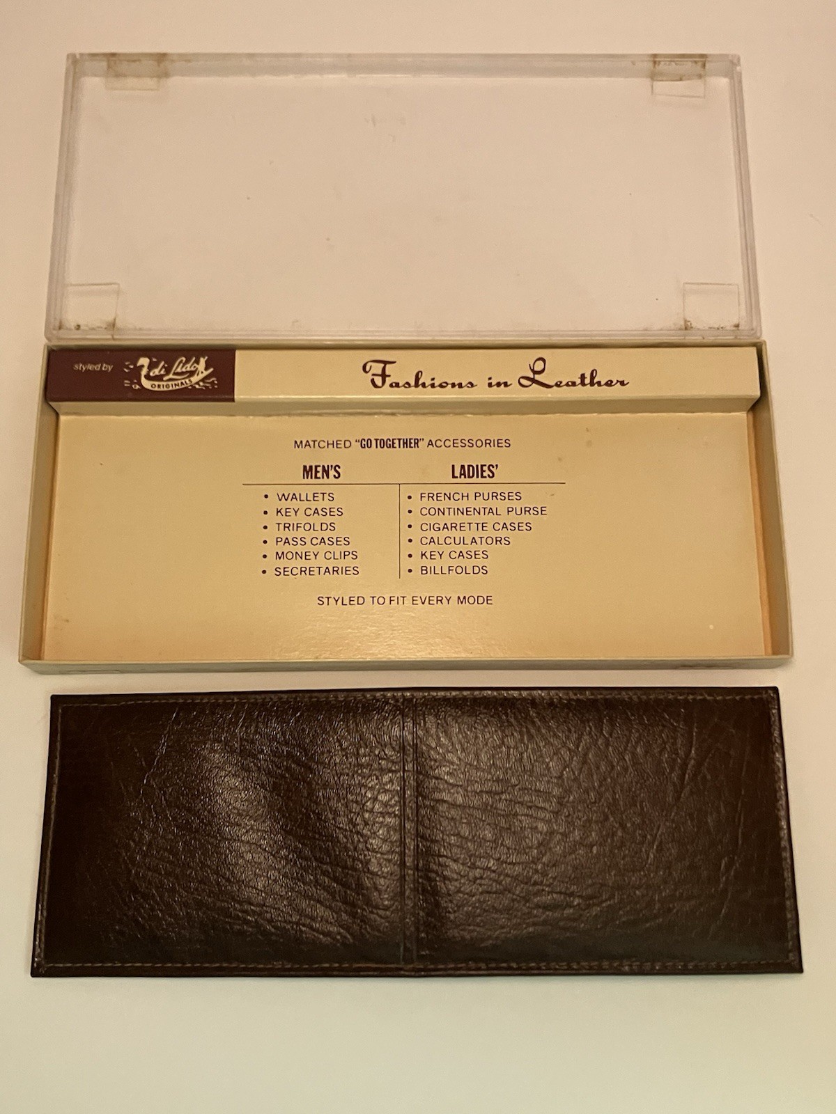 Vtg Water Buffalo Di Lido Monsanto Advertisement Leather Bi-Fold Wallet Brown
