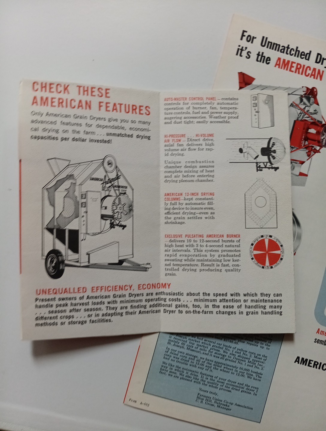 3 American Farm Equipment Co Sales Advertising Flyer Brochures 2412AE, 2420AE