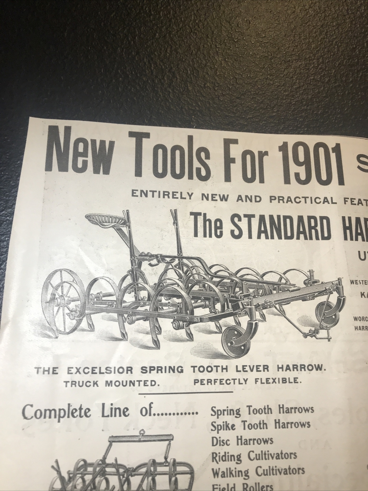 ORIGINAL 1900 The Standard Harrow Co. Farm Advertising – Utica – New York
