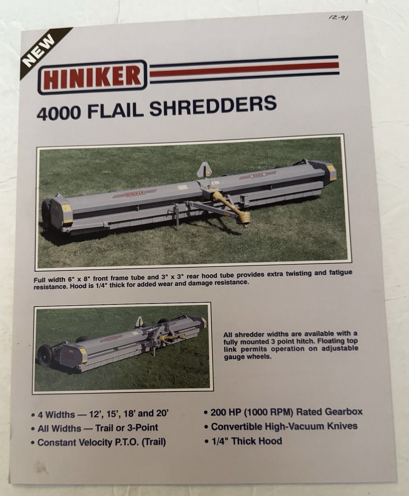 Farm Equipment Some Vintage 1991-2000&rsquo;s Hiniker Co. Set Of 7 Windrow, Shredders