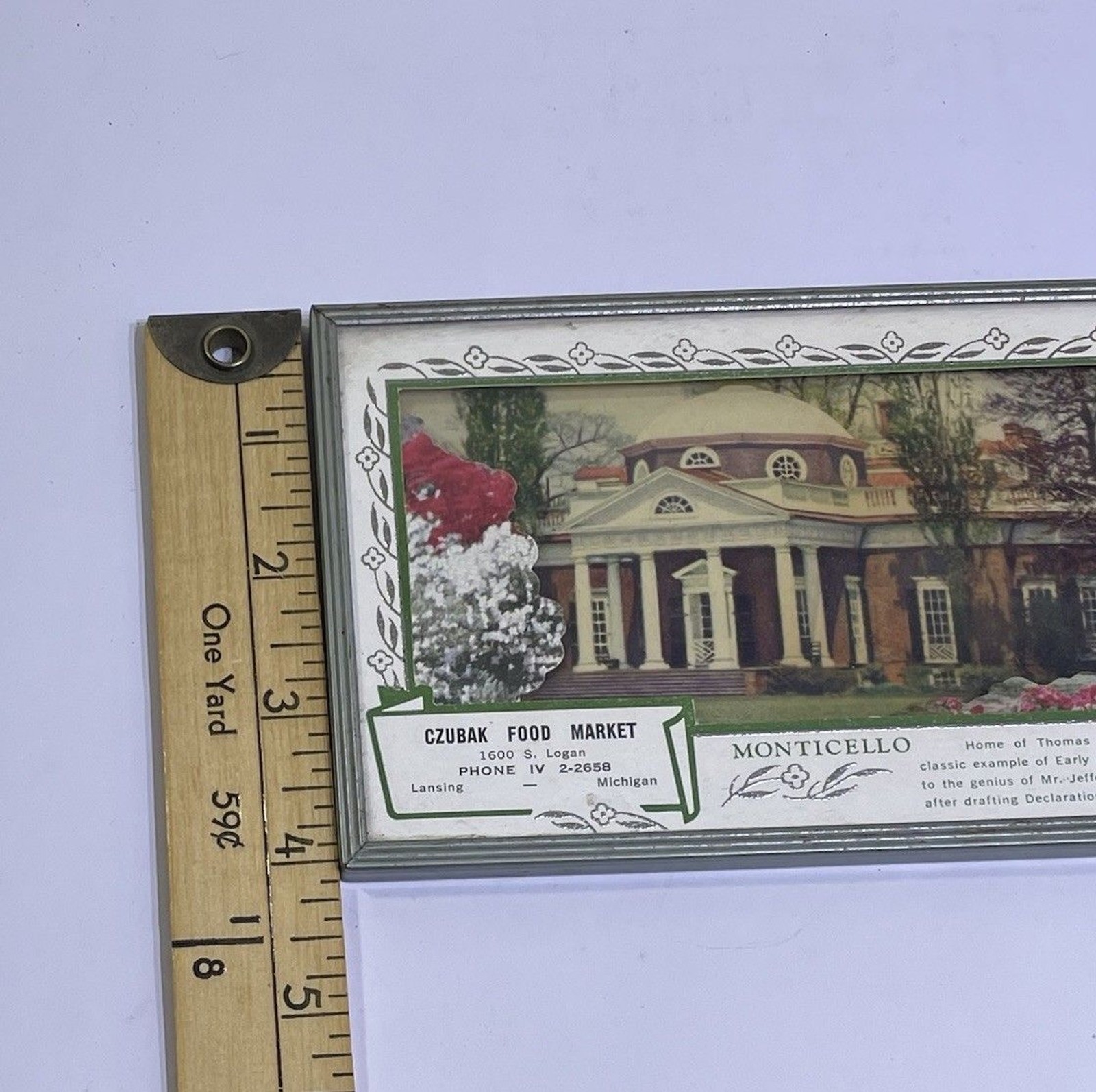 Monticello Thomas Jefferson Thermometer Ad Advertisement Czubak Market MI
