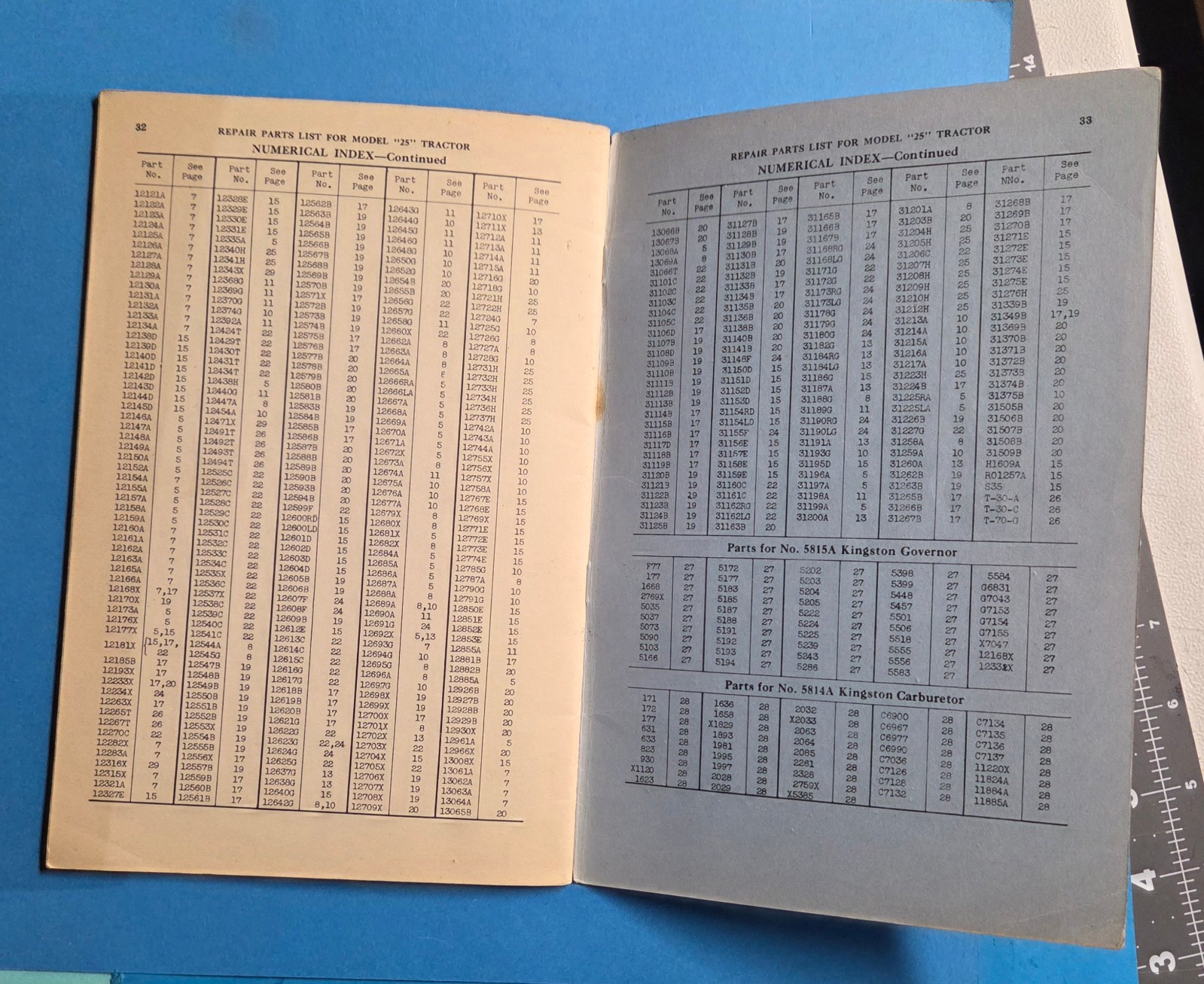 Vintage Manual Repair Parts List Massey Harris Model 25 Tractor 1938